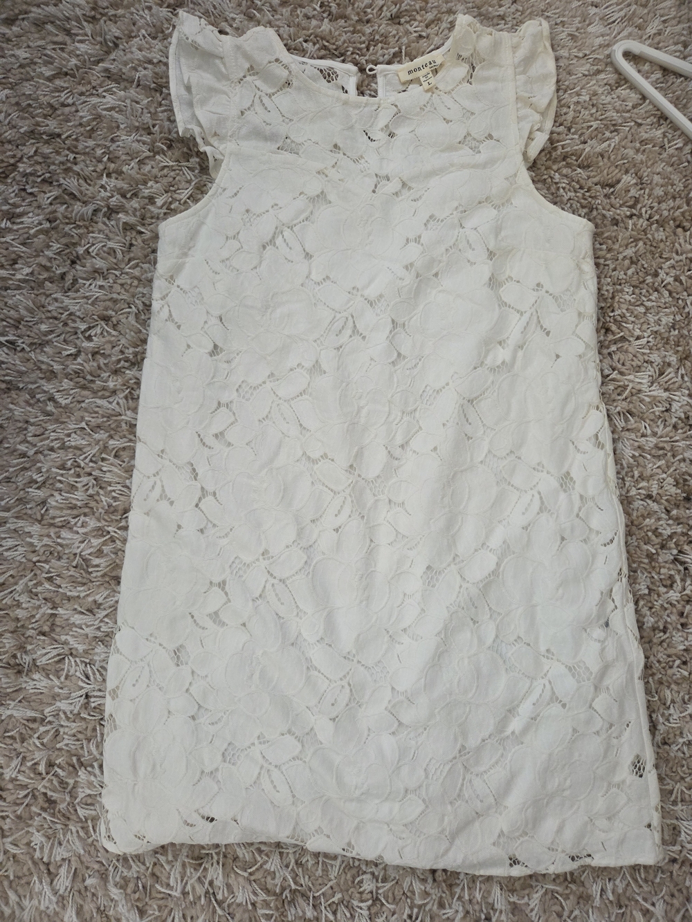 Monteau White Lace Flutter Sleeve Mini Dress